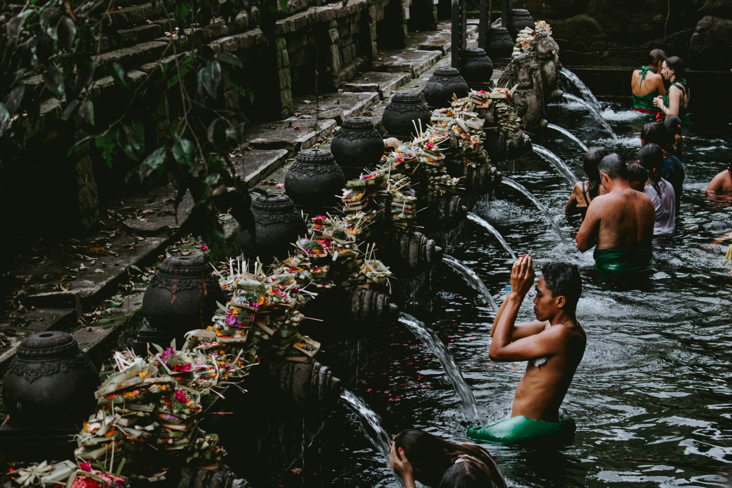 people are taking a bath