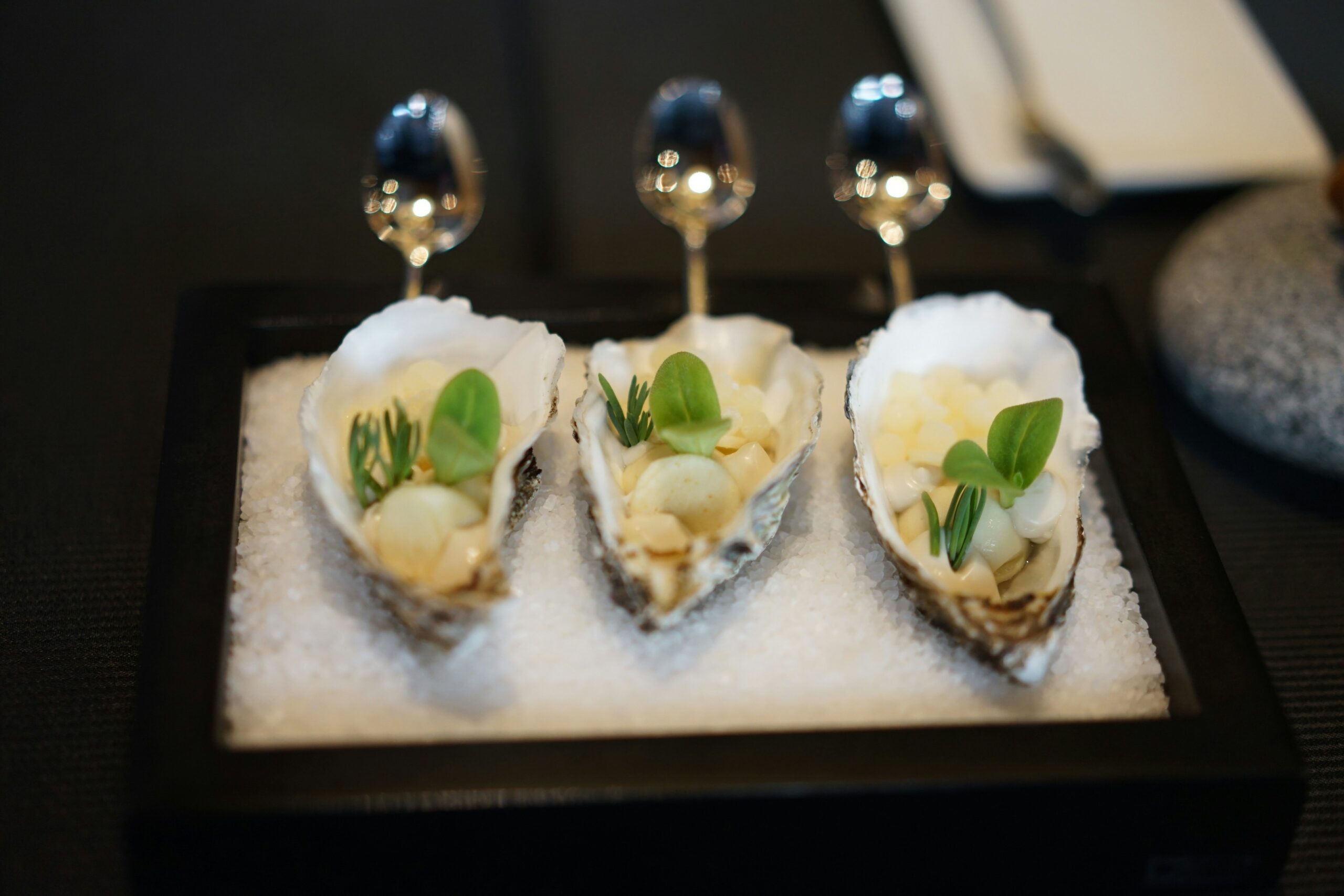 Oysters on a spoon