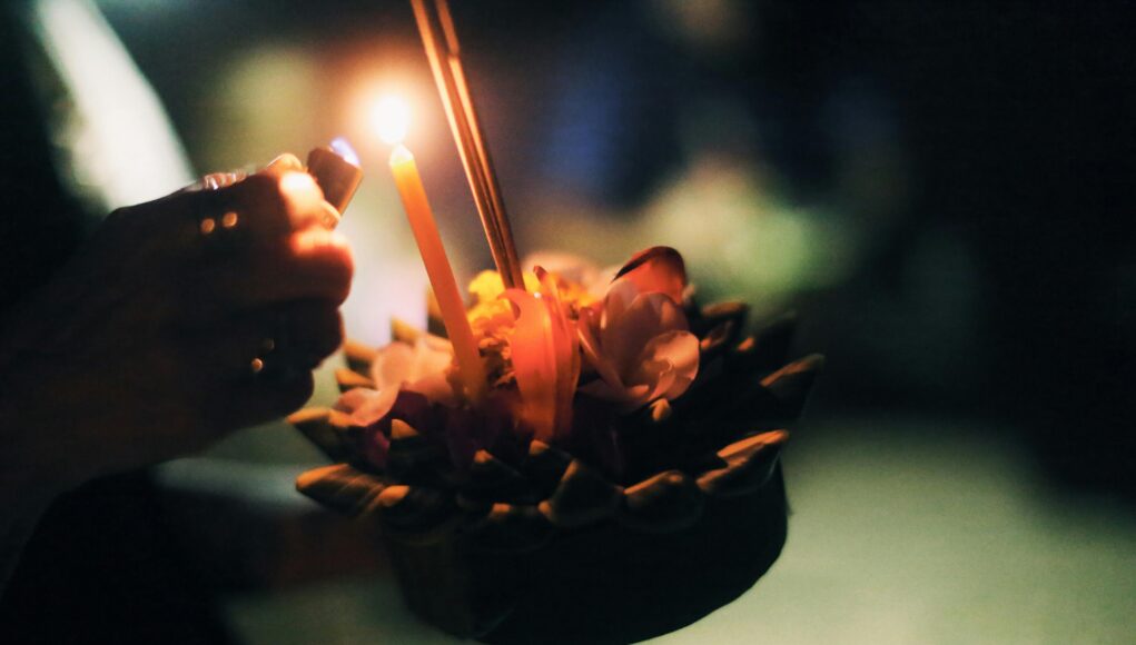 a candle being lit