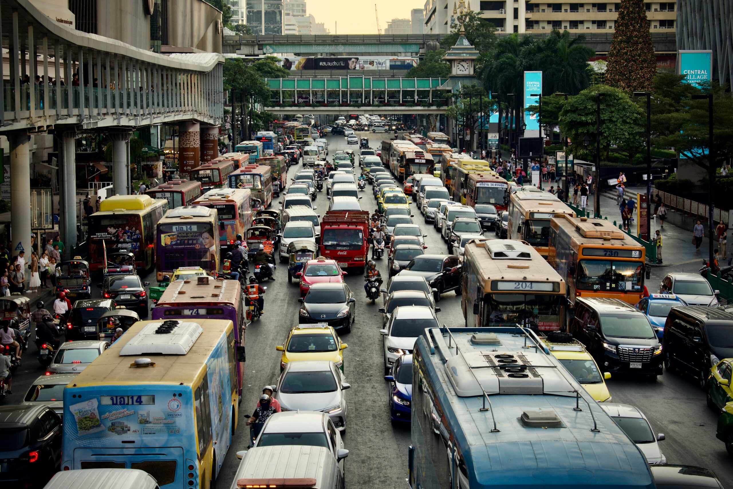 cars stuck in traffic