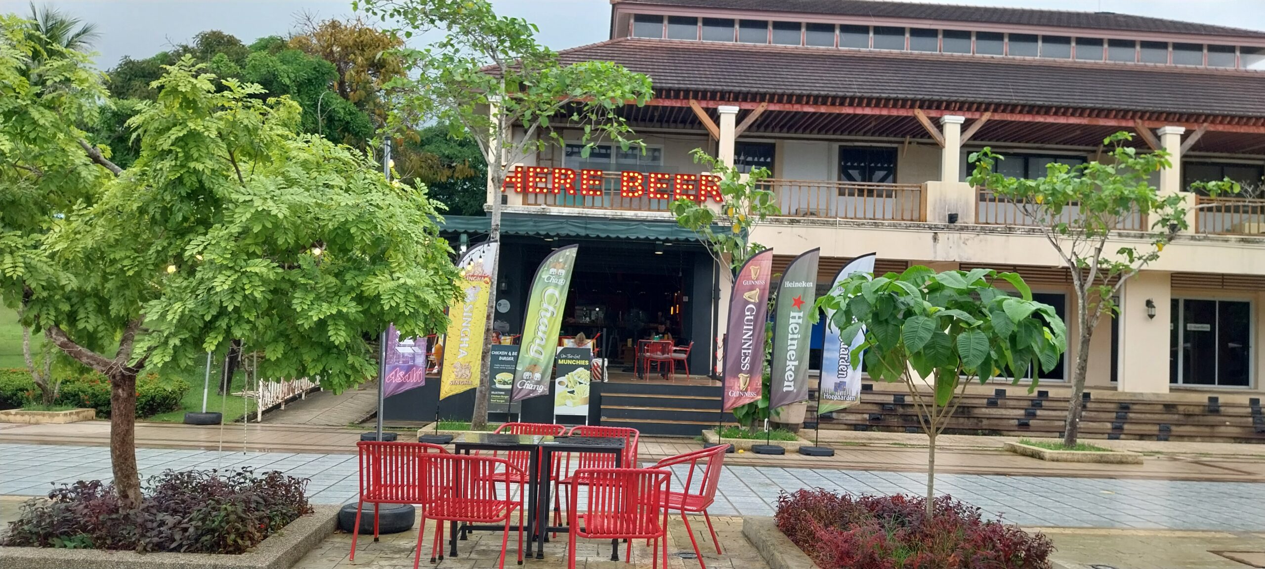 a restaurant in the rain