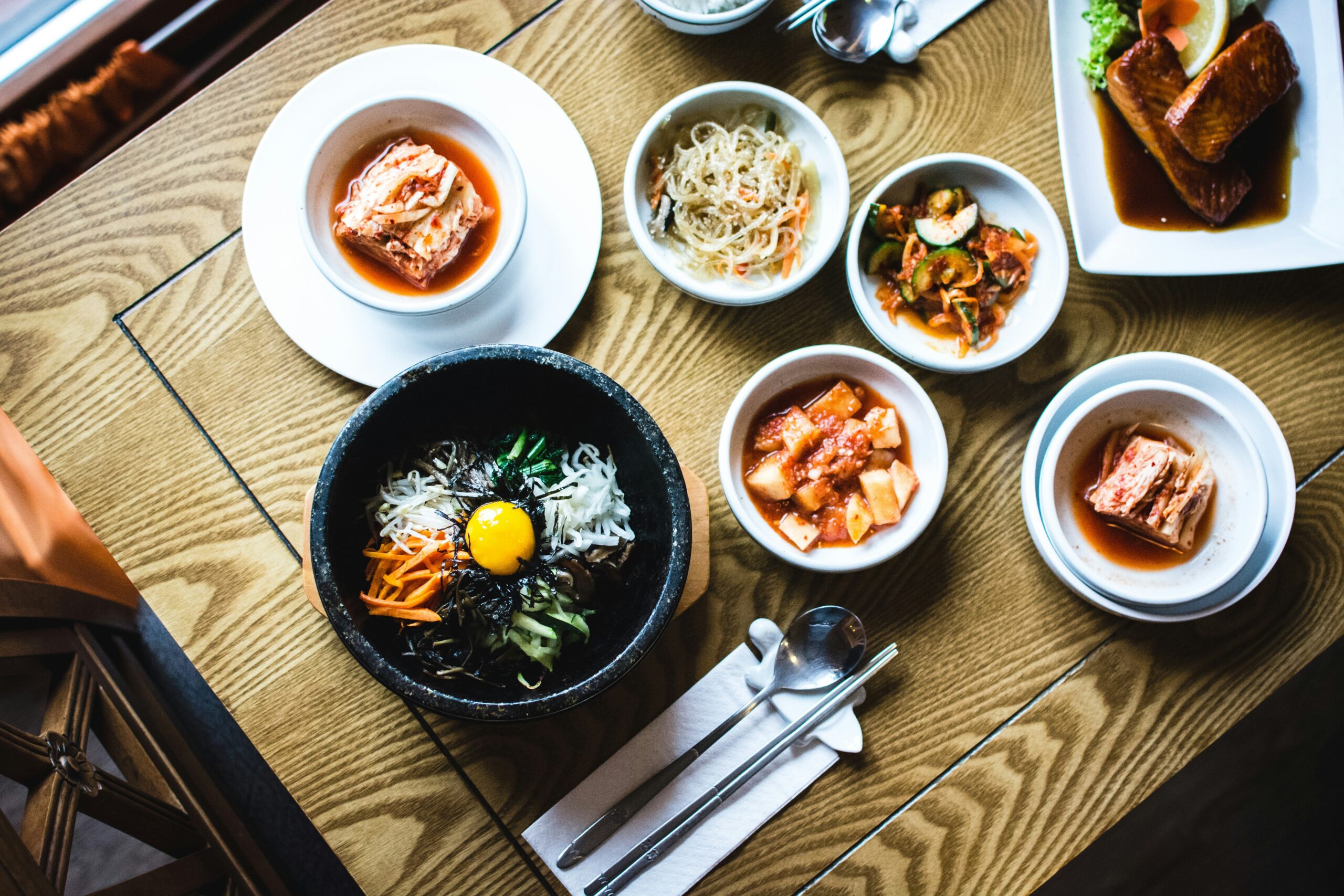 lots of dishesin small plates on a table