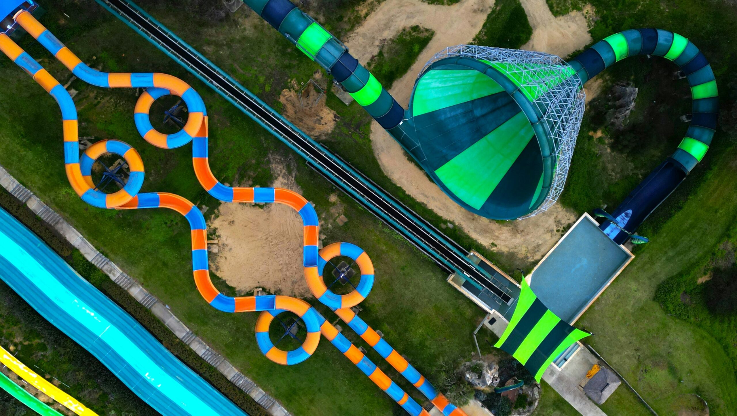 blue and orange water slide