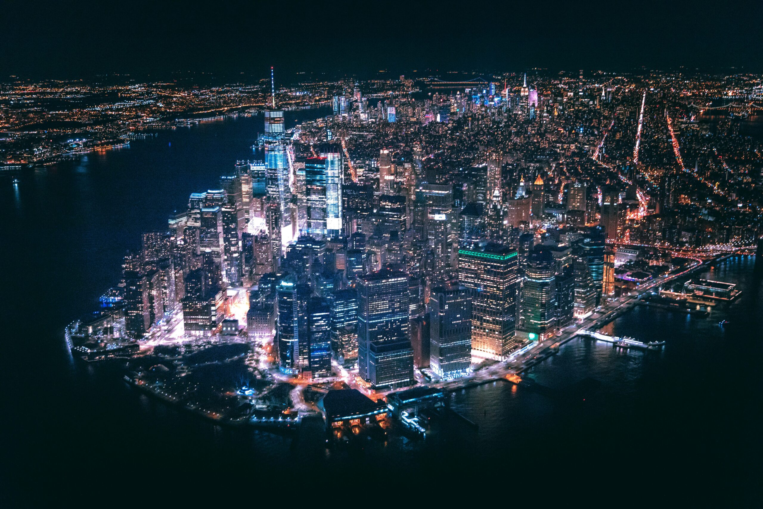 skyscrapers in the night