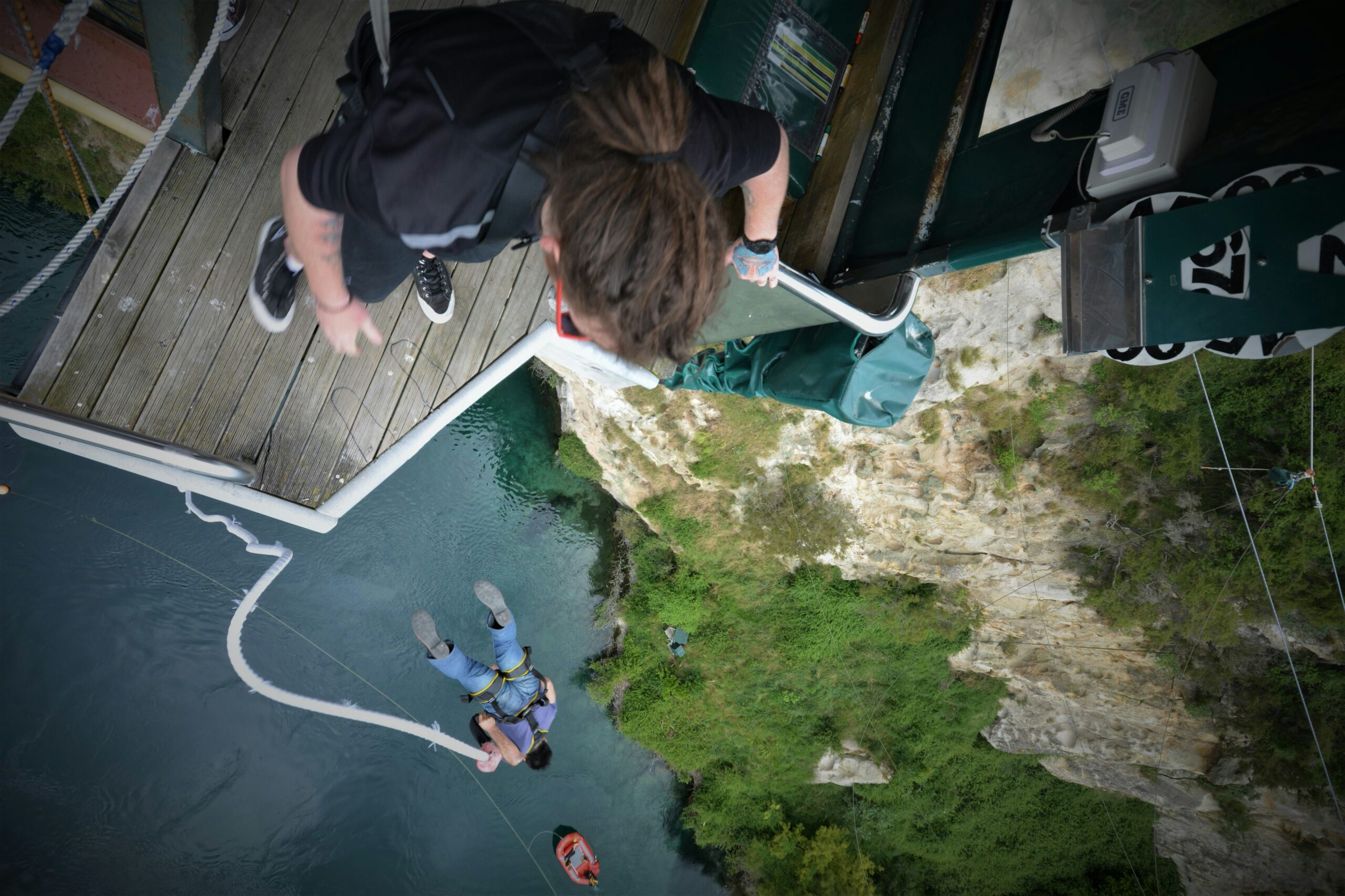 a guy jumping off a platform