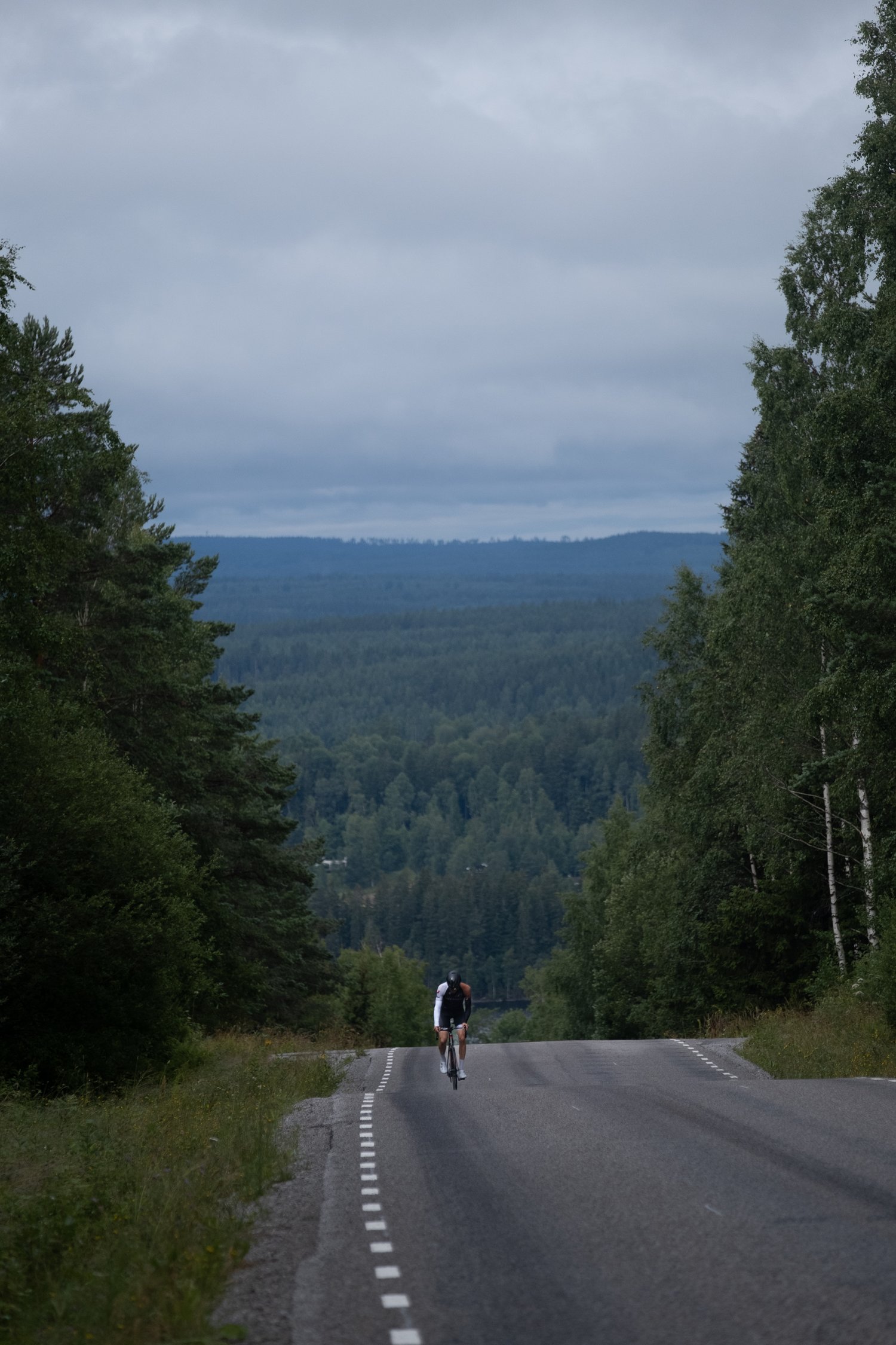 cycling up a steep hill