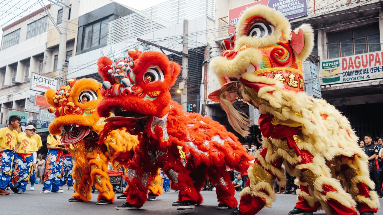 dragons dancing in the street